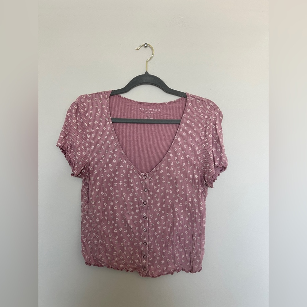 Pink and White American Eagle Shirt